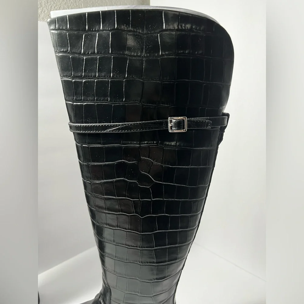 SARTO by Franco Sarto Ainsley Knee High Boots Black Croc Embossed women’s size 5